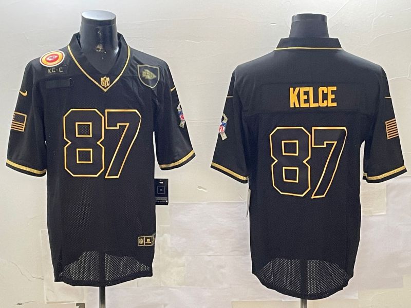 Men Kansas City Chiefs #87 Kelce Gold Black 2024 Nike Limited NFL Jersey style 01081->kansas city chiefs->NFL Jersey